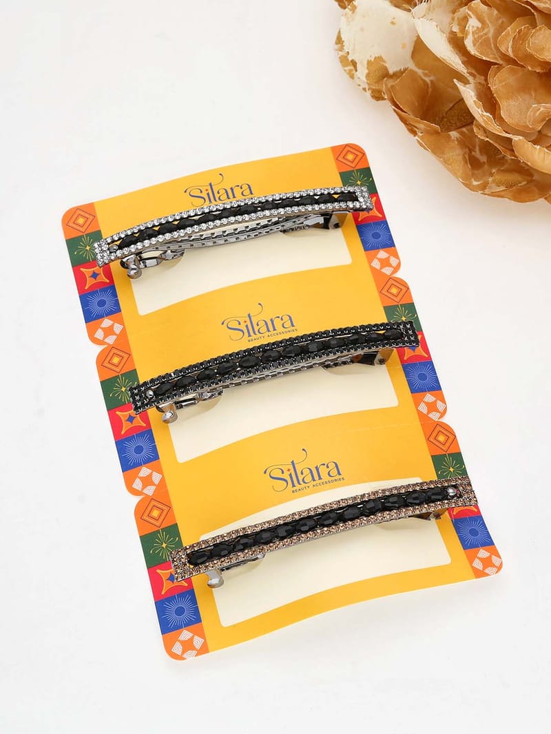 Fancy Hair Clip in Black Rhodium finish - 2078BL