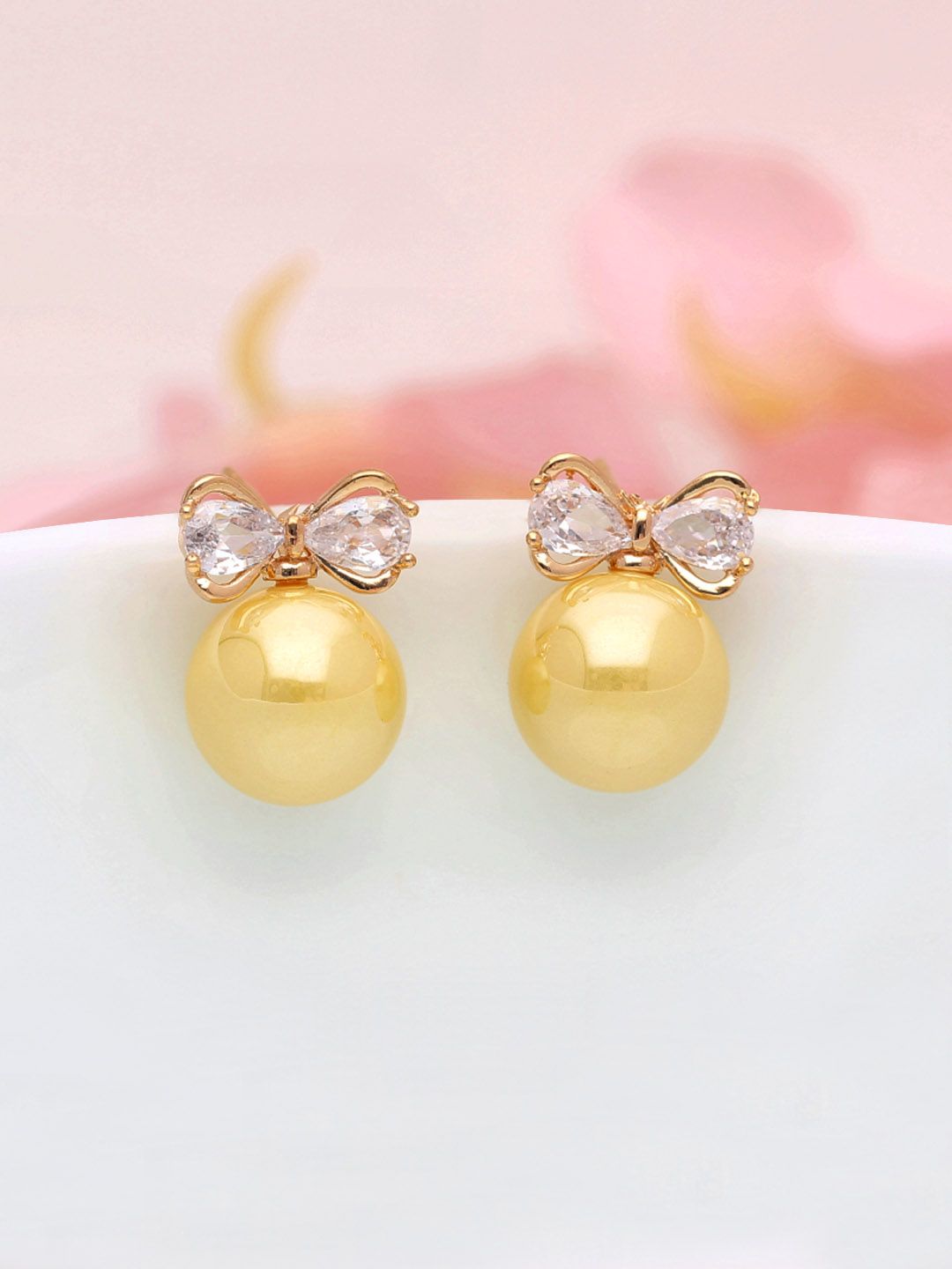 AD / CZ Dangler Earrings in Rose Gold finish - THF881