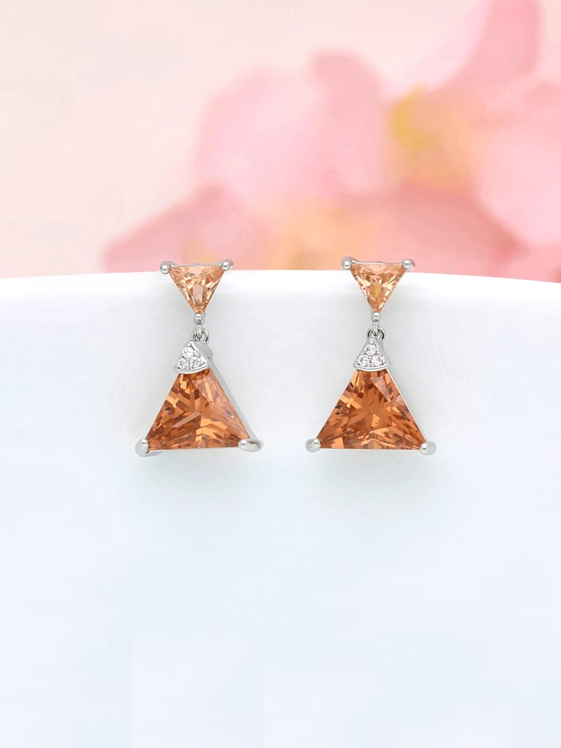AD / CZ Dangler Earrings in Rhodium finish - THF911