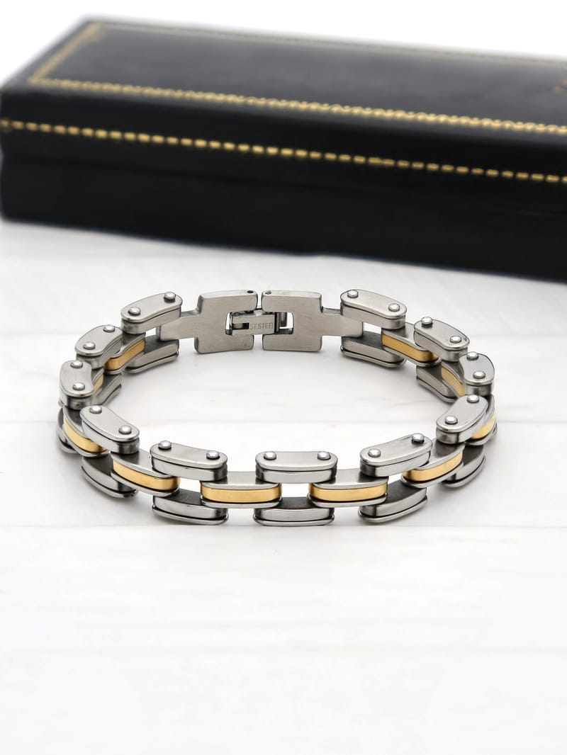 Men's Loose / Link Bracelet in Two Tone finish - THF1253