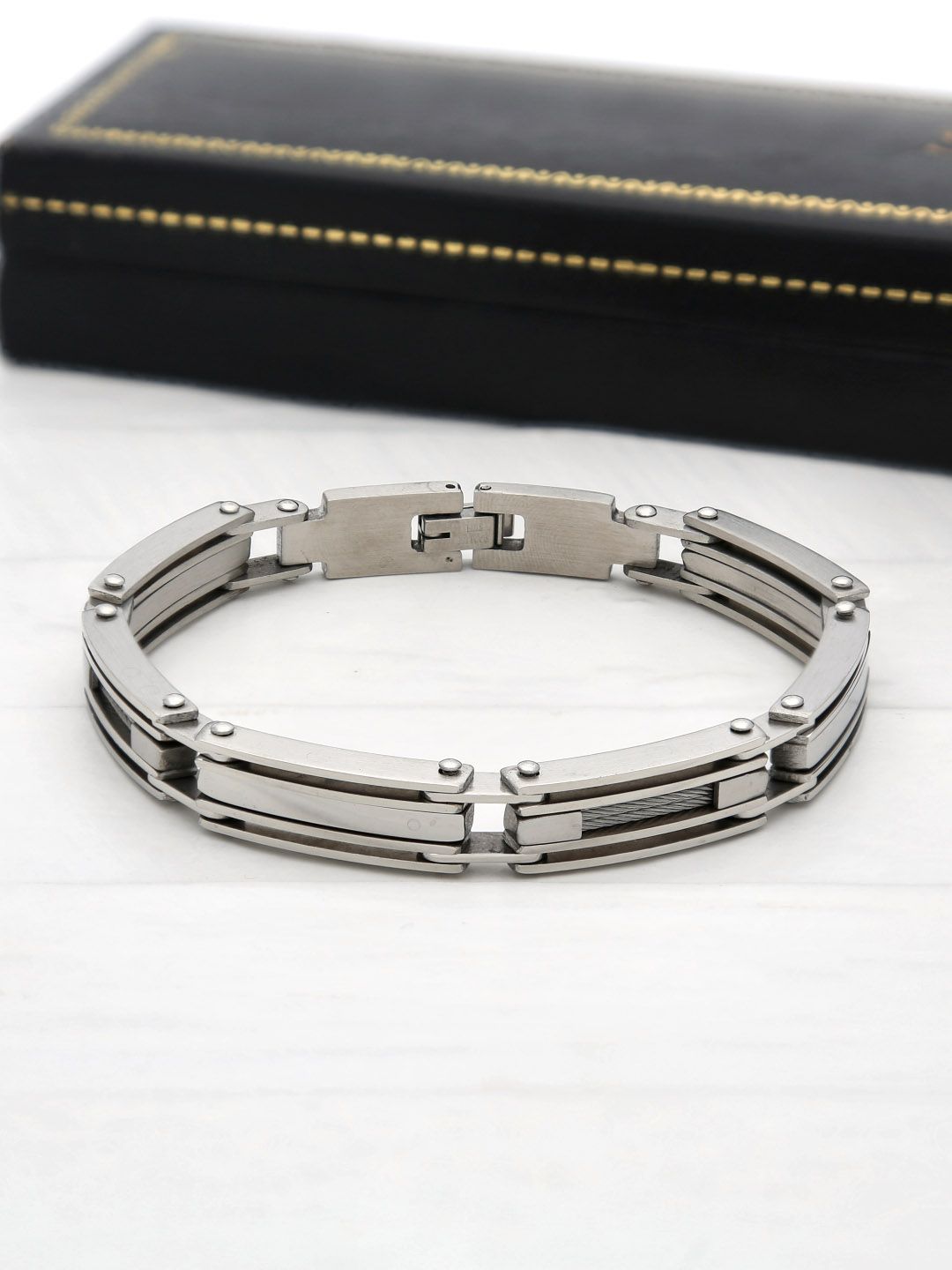 Men's Loose / Link Bracelet in Rhodium finish - THF1262