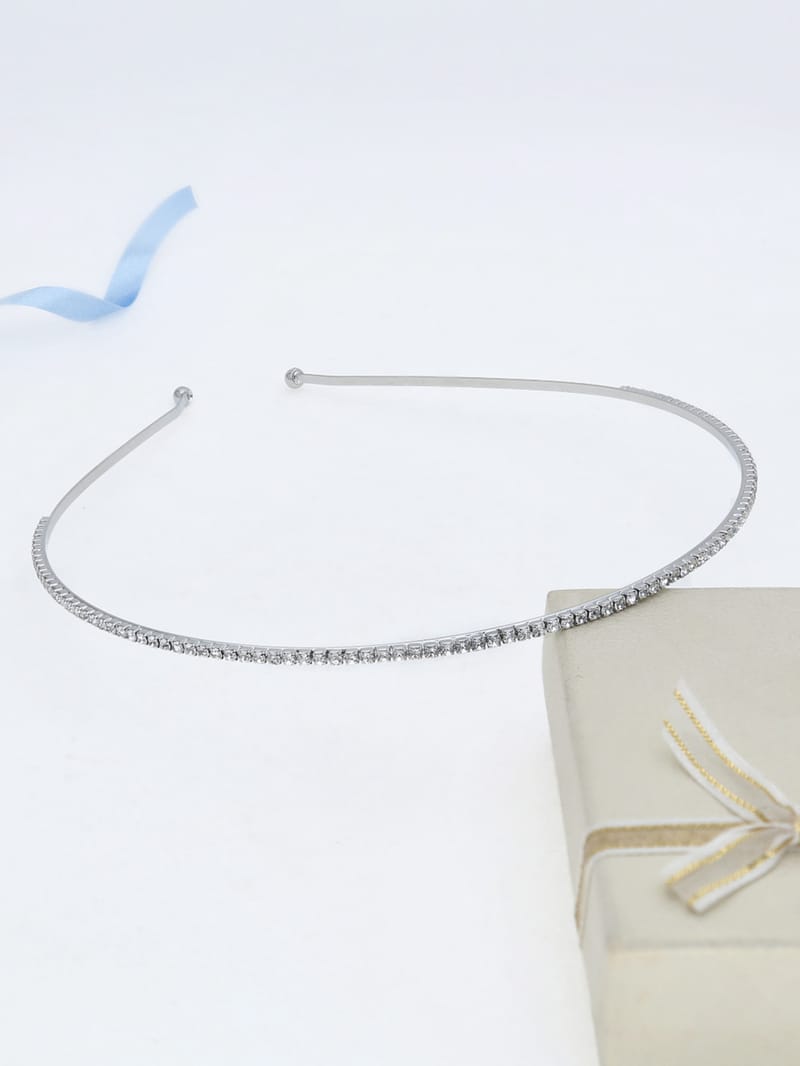 One Line Stone Hair Band in Rhodium finish - KC1RH